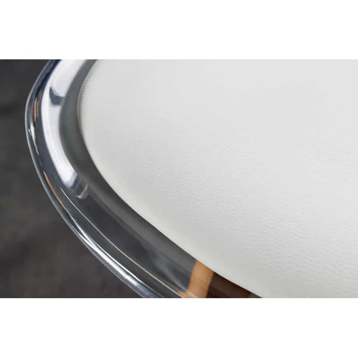 4er Set Design-Klassiker Stuhl NORWAY transparent Kunststoff weiss Buchenholz natur – Bild 6