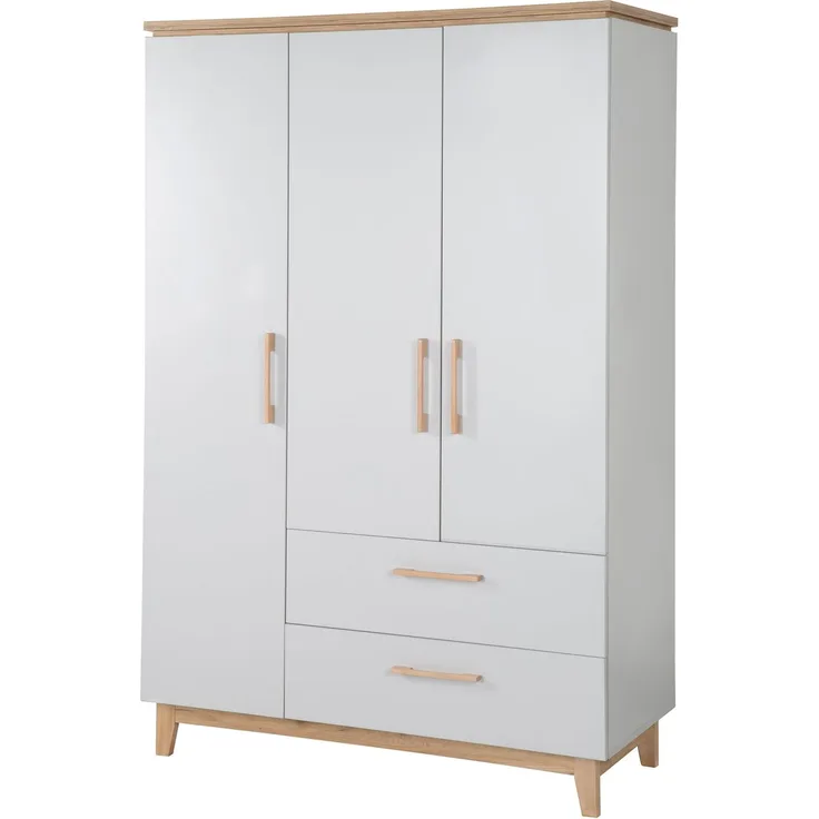 roba Kinderkleiderschrank 3-türig 'Caro' - Soft-Close - Drehtürenschrank - Lichtgrau / Goldeiche