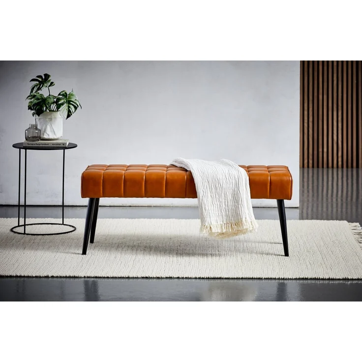 XORA 'FINN' Polsterbank mit Steppung im Sitz, Kunstleder cognac, 113 x 45 x 38 cm – Bild 3