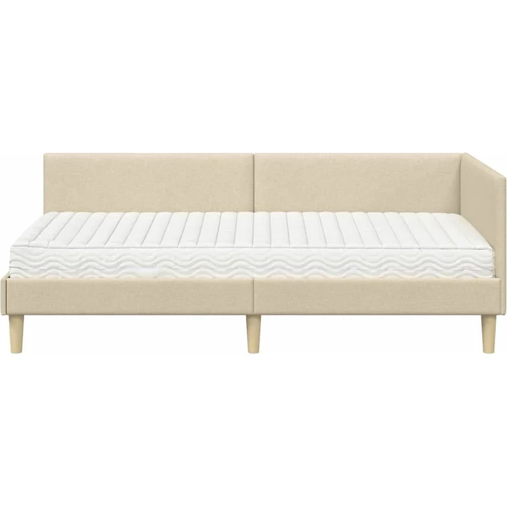 vidaXL Eckbettgestell mit Matratze 2 stk. Creme 100 x 200 cm Stoff 3393755 – Bild 5