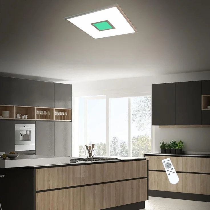 TRANGO LED Panel, 3027 LED Deckenlampe 24 Watt LED Modul - 2400 Lumen *MO* stufenlos dimmbar & Lichtfarbe steuerbar mit Fernbedienung von 3000K-6000K & integrierter RGB Farbwechsel Ambiente Beleuchtung, Deckenleuchte, Wandlampe, Deckenpanel, Wohnzimmer... – Bild 4