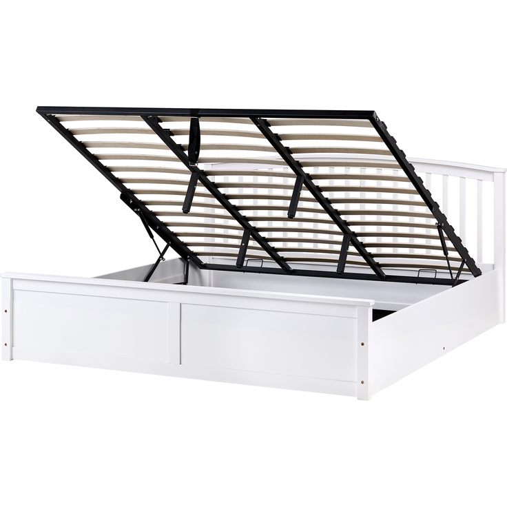 Bett mit Stauraum Kiefernholz CLARBEC 180x200 cm Weiß