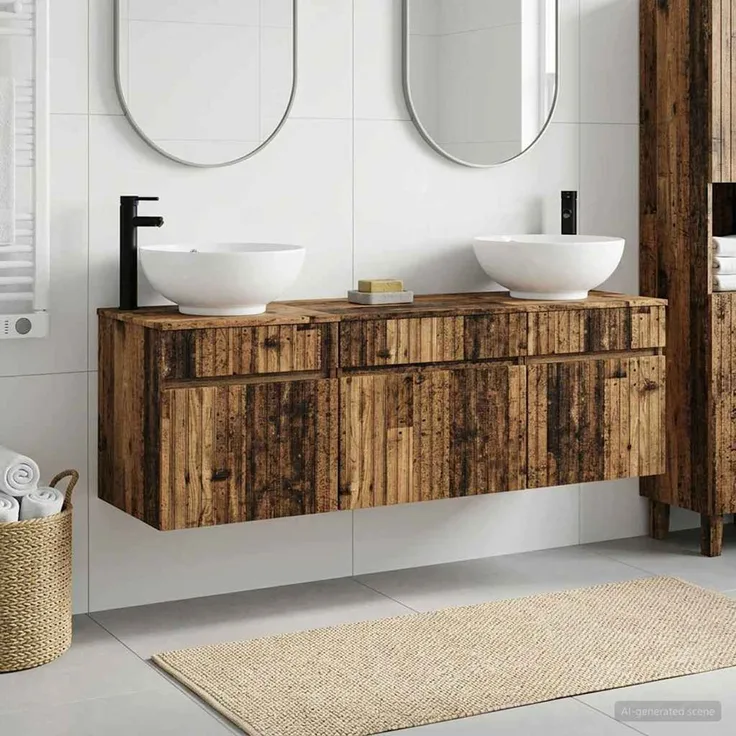 vidaXL Badezimmerschrank-Set 3 stk. Altholz 157 x 44,5 x 80 cm 3405765