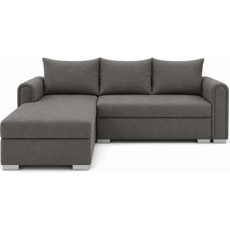 KRISAN MÖBEL Ecksofa NORDI in Dunkelgrau Universelle Wohnlandschaft mit Schlaffunktion und Bettkasten, 242 × 77 x 145 cm – Bild 1