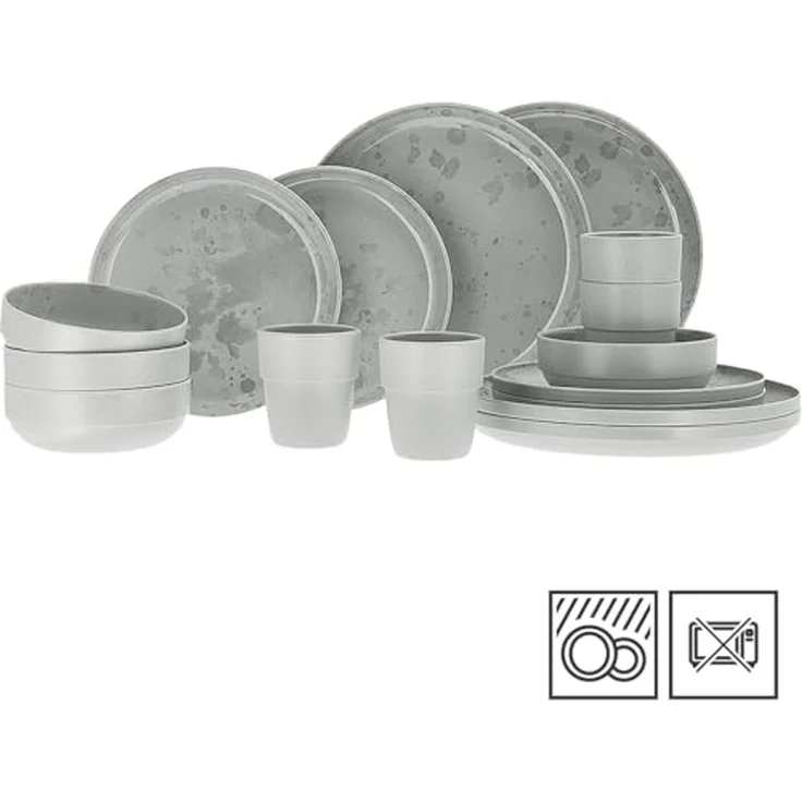 Travellife Geschirr-Set Melamin Geschirr Set Palma Camping, Melamin, Reise Keramik Optik 16 teilig – Bild 2