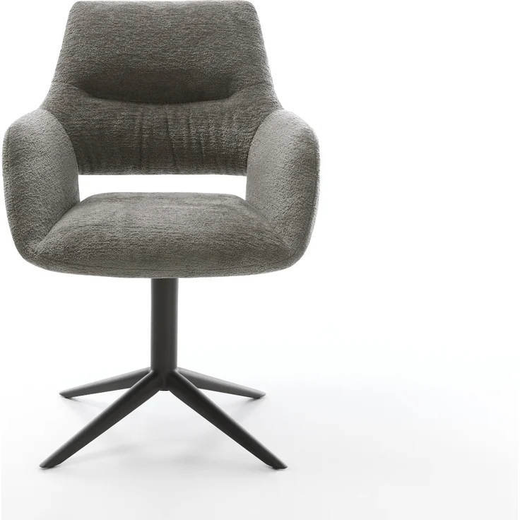 Drehstuhl Yago-Flex mit Armlehnen Bouclé Soft Schlamm Fußkreuz Schwarz 360° drehbar Wippfunktion Taschenfederkern – Bild 2