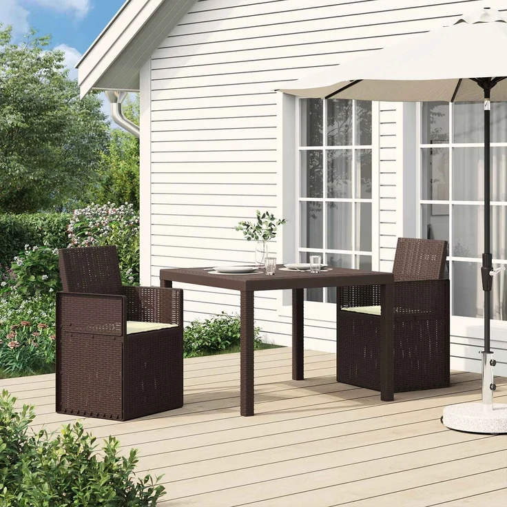 vidaXL Garten Esszimmerstühle 2 stk. Braun und Creme PP 899989 – Bild 1