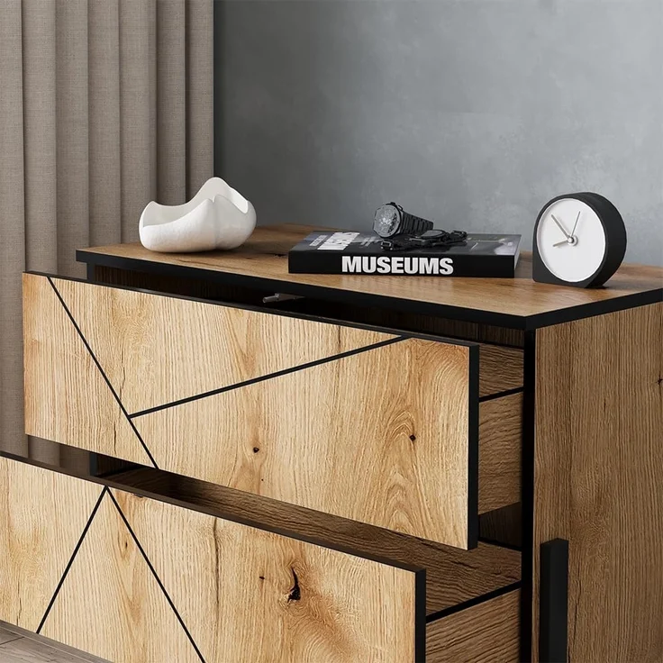 Nachttisch Hatto Eiche 78 x 55.2 cm mit 2 Schubladen Vicco – Bild 4