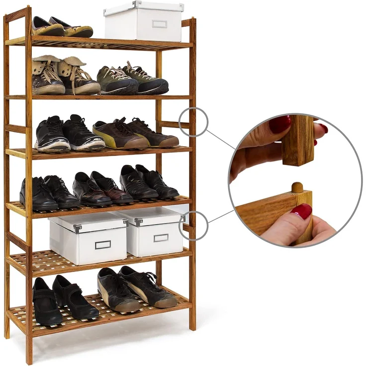 Relaxdays 2 x Schuhregal Walnuss stapelbar – Bild 4