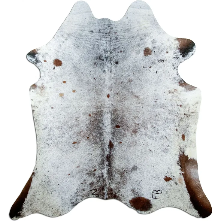 Kuhfell - L212 x B189 cm - weiß silbergrau braun