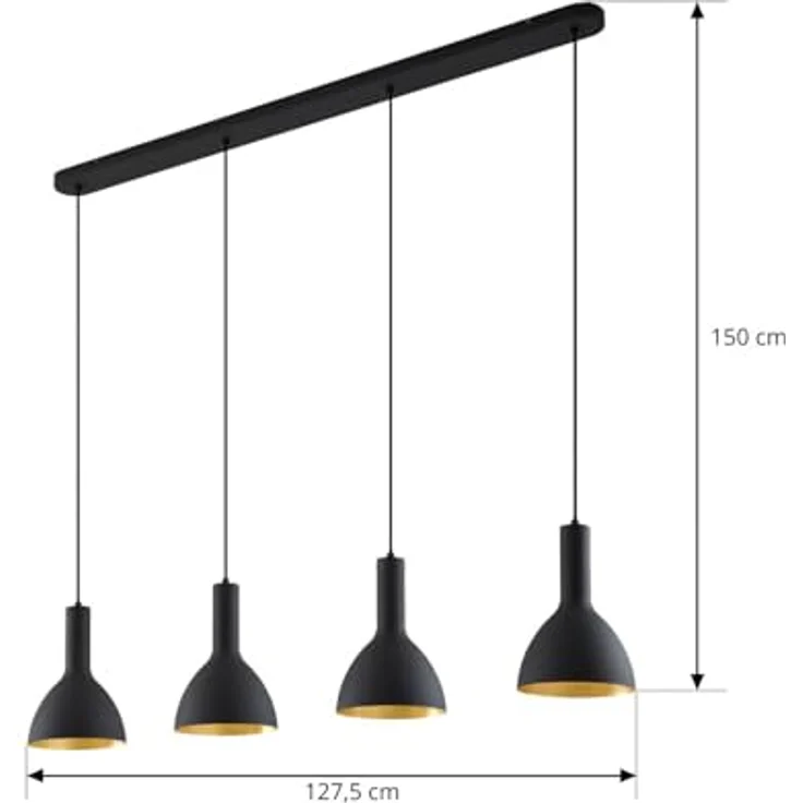 Arcchio Pendelleuchte Cosmina, 4-flammige Hängelampe in Schwarz aus Metall, E27 Deckenlampe für Esstisch und Küche – Bild 4
