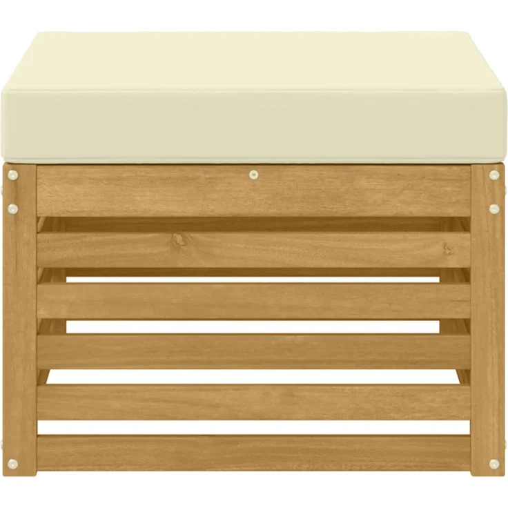 vidaXL Outdoor-Fußhocker Massivholz Akazie Whitewash und Creme 901489 – Bild 3