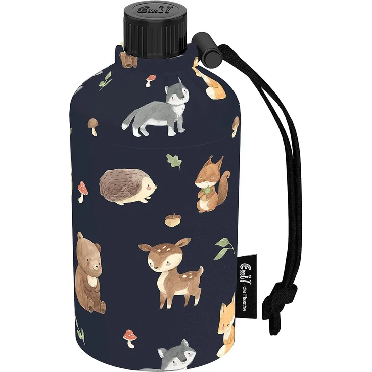Emil Trinkflasche Waldfreunde Glasflasche für Kinder, Auslaufsicher, spülmaschinenfest, BPA-Frei, mit Schraubdeckel – Bild 1