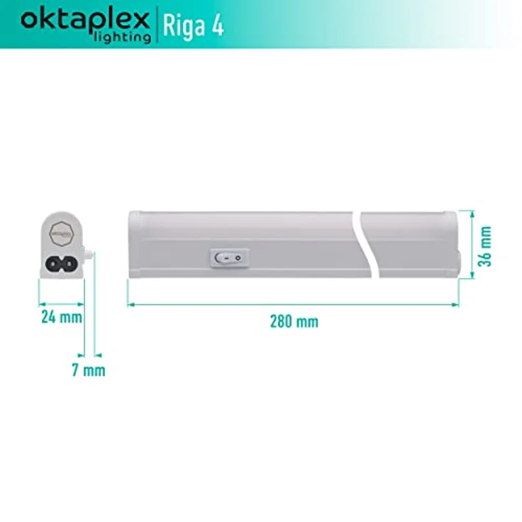 Oktaplex lighting LED Unterbauleuchte Riga Unterschranklampe 28cm 340lm 4W, Ein-/Ausschalter, LED fest verbaut, Warmweiß, 3000K Lichtleiste Küche Unterschrankleuchte – Bild 5