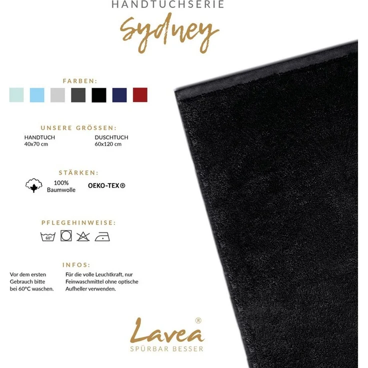 Lavea Handtücher Sydney Serie Handtuch oder Duschtuch Set, (2-St), 500 g/m² Frottier, weich & saugstark, pflegeleicht – Bild 3