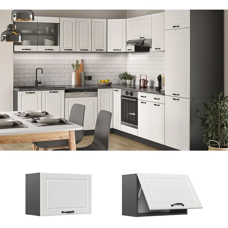 Hängeschrank R-Line Weiß Landhaus 60 cm Flach Vicco – Bild 2