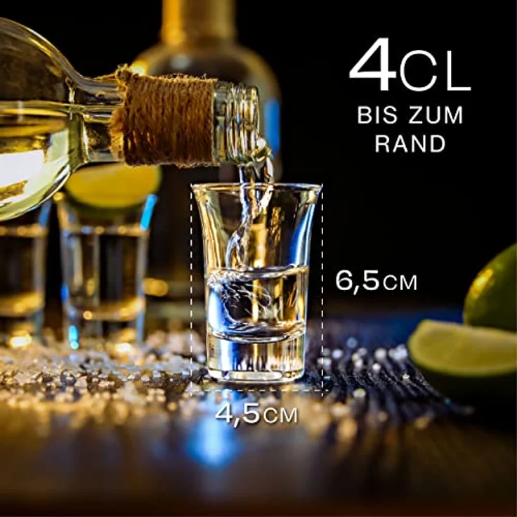 Praknu Schnapsglas 12er Set Schnapsgläser 4 cl - Shotgläser für jede Party - Stamperl, Glas, Spülmaschinenfest - Standfest dank dickem Boden - Pinneken, Pinnchen – Bild 4