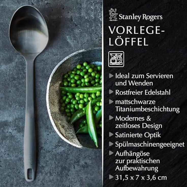 Stanley Rogers Servierlöffel Vorlegelöffel Mattschwarz – Küchenhelfer, Edelstahlbesteck – Bild 4