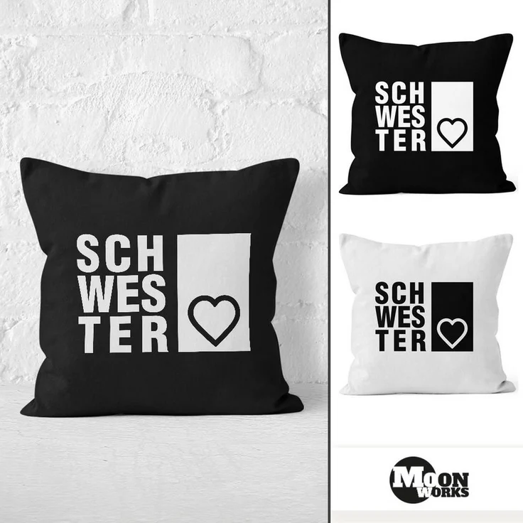 MoonWorks Dekokissen Kissenbezug Schwesterherz Schwester Geschenk Geburtstag 40x40 Moonworks® – Bild 2