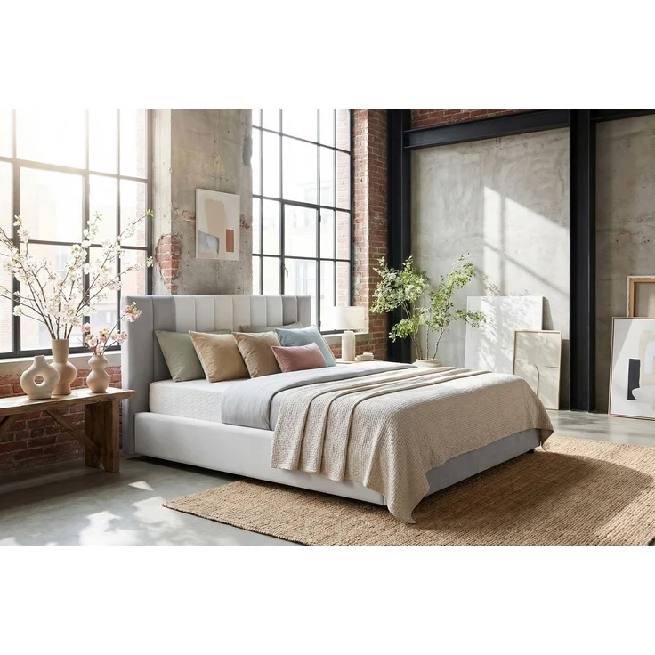 KAWOLA Bett CATTURA Polsterbett Velvet grau 180x200cm mit Lattenrost – Bild 5