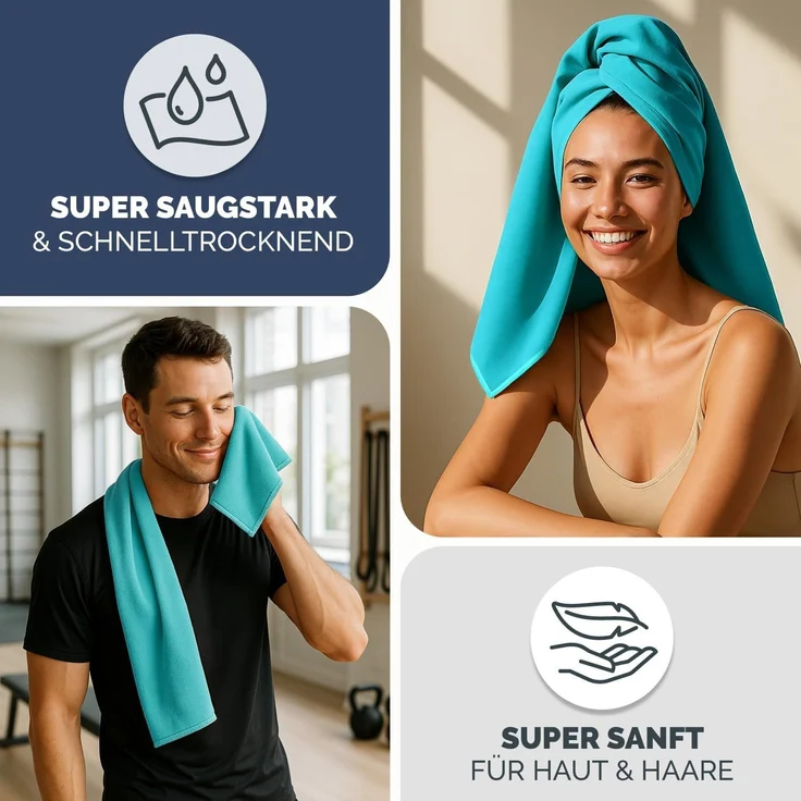 Blumtal Sporthandtuch Mikrofaser Handtuch - kompakte Mikrofaser Handtücher, Mikrofaser (inkl. Transporttasche, einzeln oder als Set verfügbar, 1-St), ultra leicht & schnelltrocknend, Reisehandtuch, Strandhandtuch – Bild 3