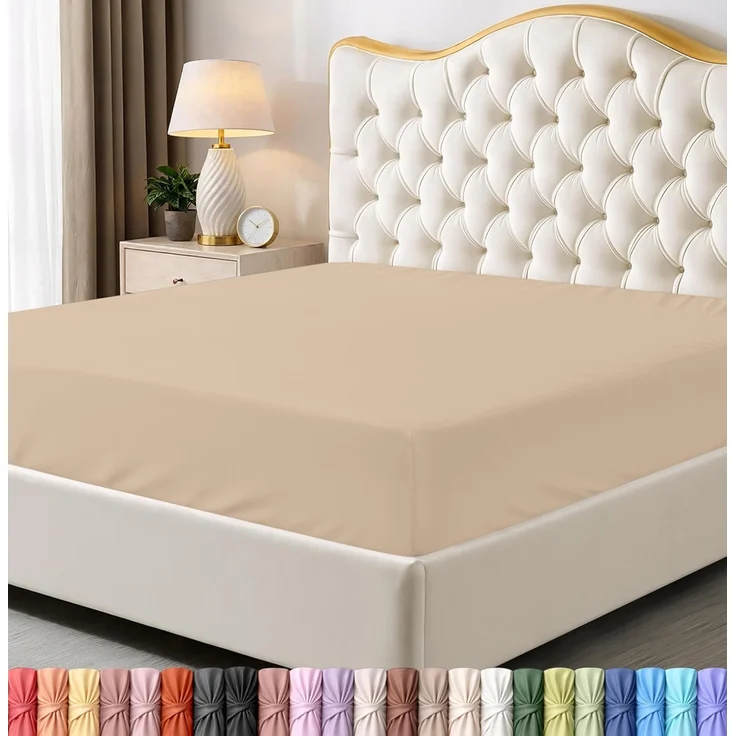 Utopia Bedding, Spannbetttuch für Twin-Size, Bettlaken, tiefe Taschen, weiche Mikrofaser, schrumpf- und farbecht, pflegeleicht, nur 1 Spannbetttuch (Beige)