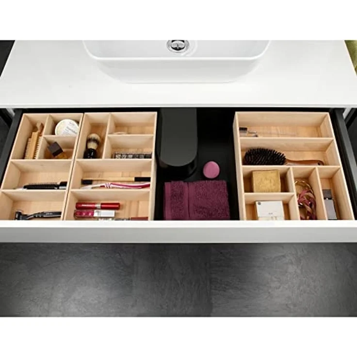 FACKELMANN Schubladen Organizer 26 cm breit, Braun, Buchenholz – Bild 3