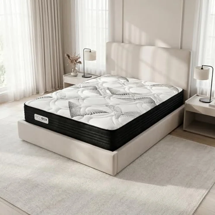 DUÉRMETE ONLINE - Viskoelastische Hybrid-Matratze Eco Box mit Federkernen, optimaler Komfort, mittlere Härte, Antibakteriell und hypoallergen, 135 x 180 cm – Bild 2