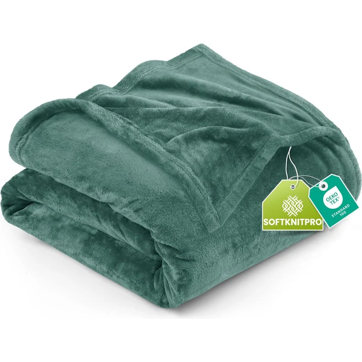 Utopia Bedding Fleecedecke Leichte Decke für Bett, Couch oder Sofa, Geeignet für alle Jahreszeiten [259x228 cm, Celadon]