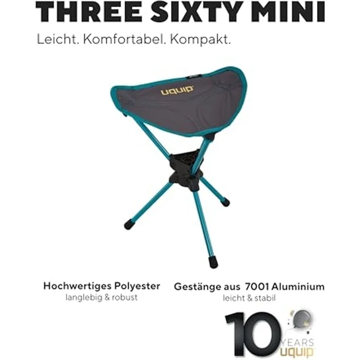UQUIP Campinghocker Campinghocker Three Sixty Mini 360°, Leichtgewichts Dreibein Hocker 130 kg – Bild 2
