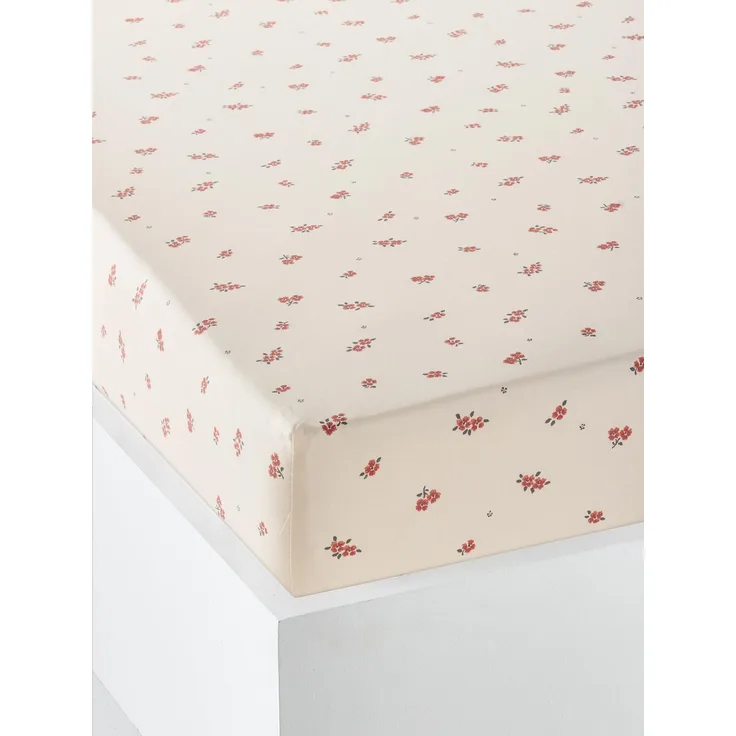 VERTBAUDETKinder Spannbettlaken HIPPIE mit Recycling-Baumwollebeige bedruckt90X200