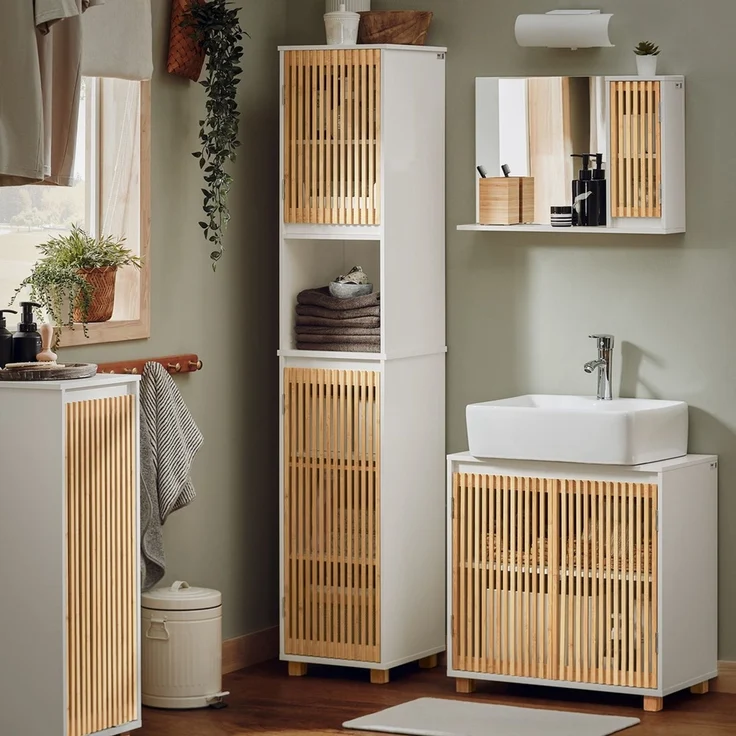 SoBuy BZR125-W Waschbeckenunterschrank, MDF, Lackiert, Weiß, 60 x 60 x 33 cm – Bild 10