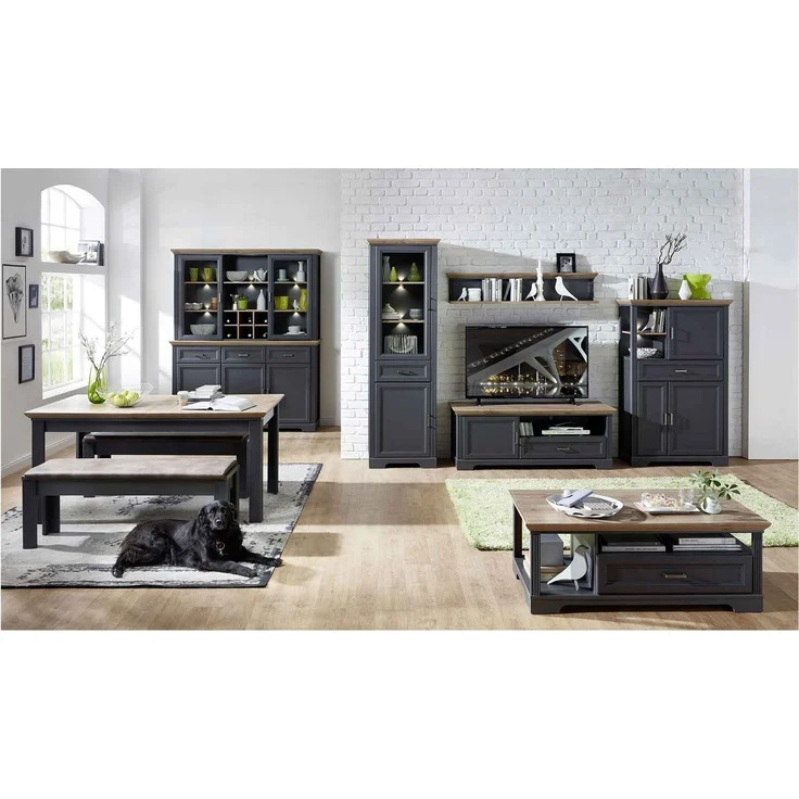 Wandboard Jena / Jasmin, Holzwerkstoff, Grau, Schwarz, 142 x 29 x 20 cm – Bild 3