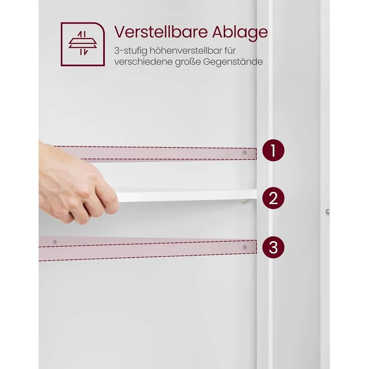 VASAGLE Eckschrank, Badezimmerschrank, mit Türen, verstellbare Ablage, für Badezimmer, Küche, Wohnzimmer, modern, Landhausstil, wolkenweiß BBC844P31 – Bild 4