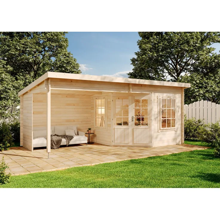 Alpholz Holz Gartenhaus Carl 28 | Natur | 339x600x235 cm