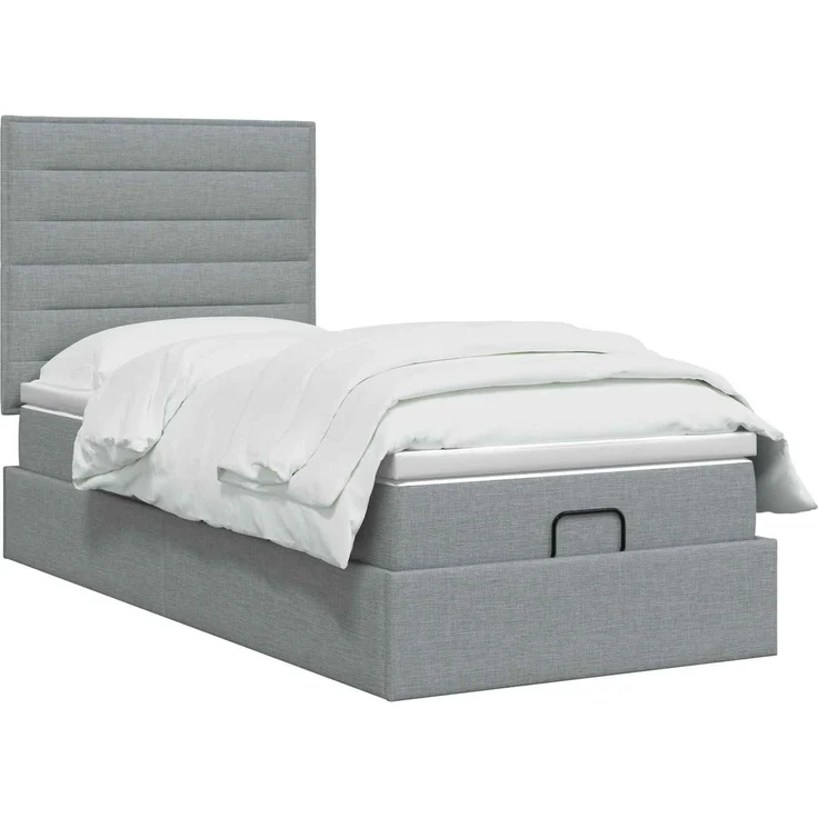 vidaXL Ottoman Bett mit Matratze Hellgrau 90 x 200 cm Stoff 3457376 – Bild 3