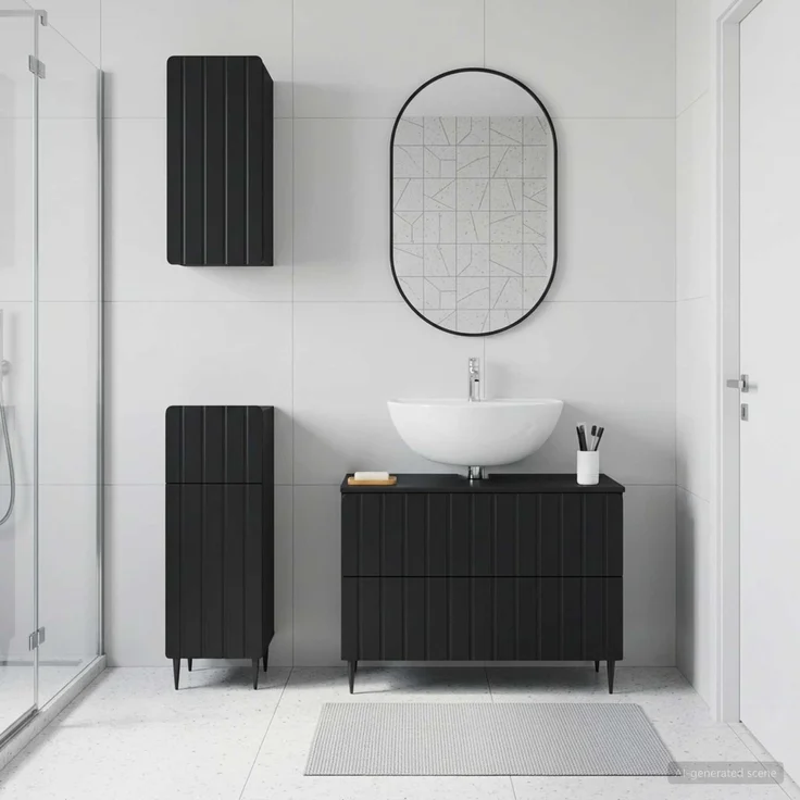 vidaXL 3-teiliges Badezimmer-Schranksystem ZWOLLE Schwarz 3417757 – Bild 1