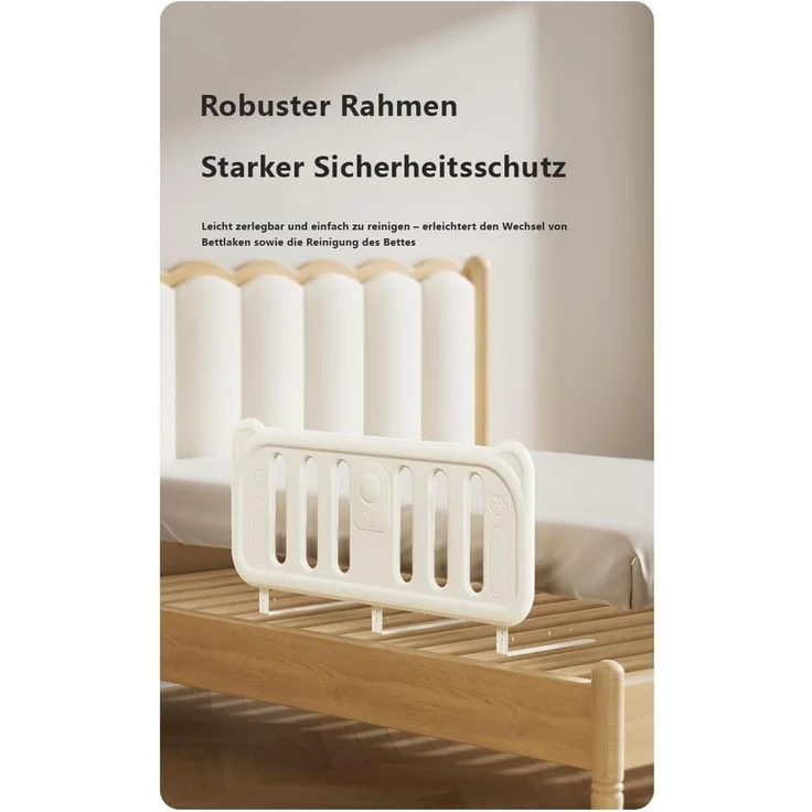 habeig Babybett Bettgitter Babygitter 120x47cm Rausfallschutz extrem stabil, 120 cm breit – Bild 4
