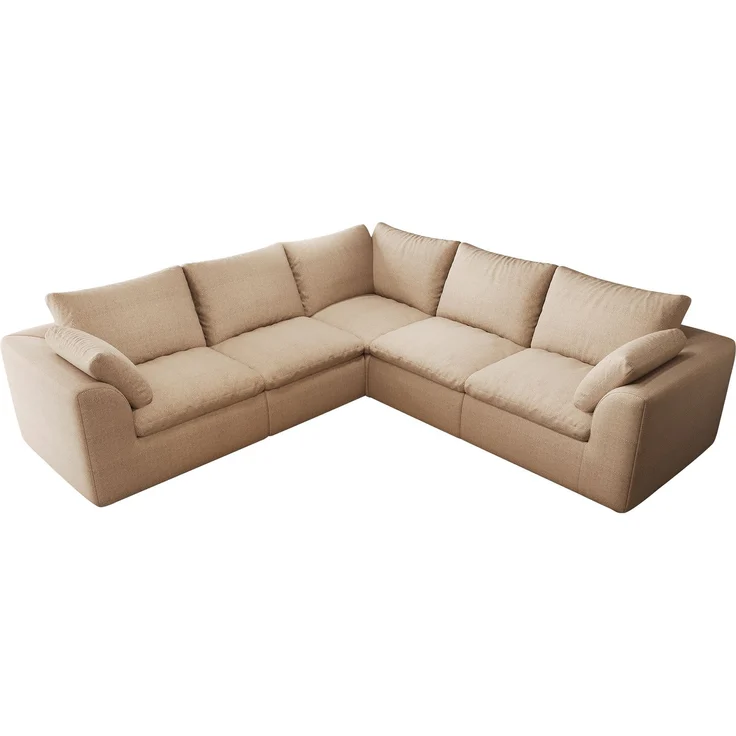5-Sitzer Sofa, B 245 x T 245 x H 83 cm, mit Leinenbezug in Khaki – Bild 6