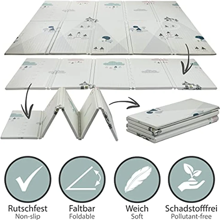 ONVAYA® Spielmatte für Babys & Kinder | Krabbelmatte faltbar | Bodenmatte für Kinderzimmer & Outdoor | Babymatte aus Schaumstoff | 180x200 cm | Spielteppich abwaschbar | rutschfest | schadstofffrei – Bild 5