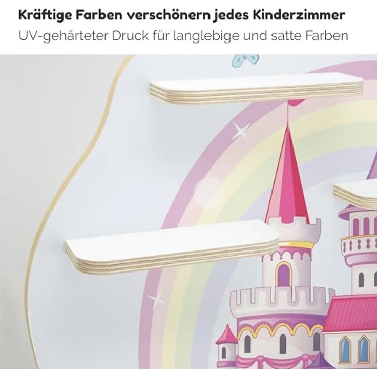 stadtecken Holzregal für Musikbox I Geeignet für die Toniebox und ca. 50 Tonies I Perfekte Tonie Aufbewahrung im Kinderzimmer I Zum Aufstellen oder Aufhängen I Märchenschloss, groß – Bild 6