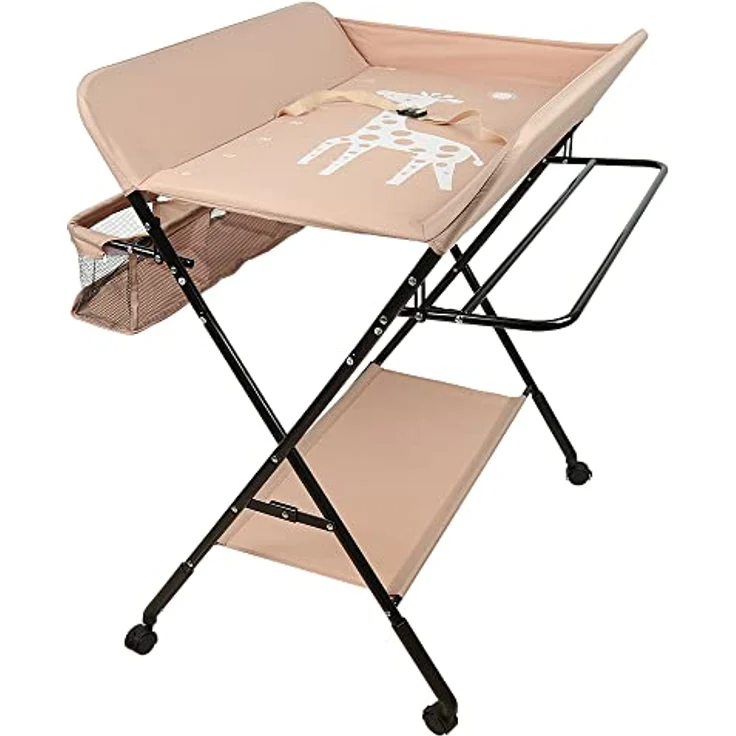 Wickelstation für Baby, Wickeltisch, faltbar, tragbar, Wickeltisch, faltbar, tragbar, mit Aufbewahrungskorb, maximale Belastung von 25 kg, 80 x 66 x 98 cm (Rosa) – Bild 8