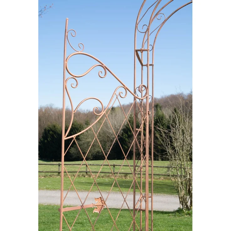Rosenbogen MINDEN mit Tor - 120x40x220cm, Metall, Antik-Braun | Rankhilfe Rosen Rankgitter Gartendekoration – Bild 7