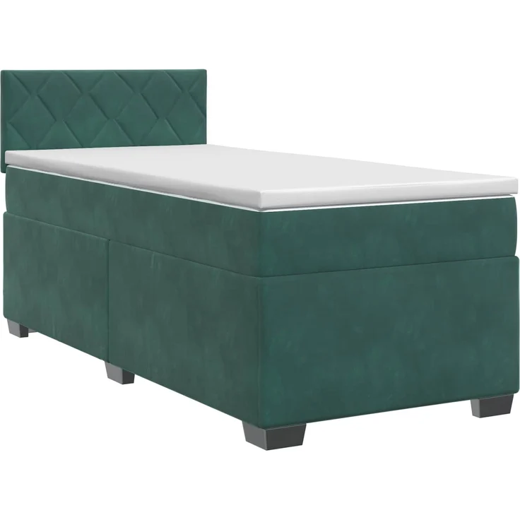 vidaXL Boxspringbett mit Matratze Dunkelgrün 80 x 200 cm Samt 3450611 – Bild 2