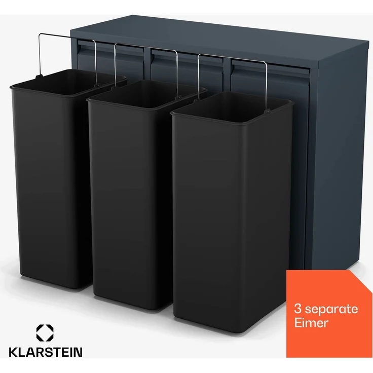 Klarstein Mülleimer Ordnungshüter 3, Mülleimer 3 Fach Treteimer Trash Bin Schwarz – Bild 5