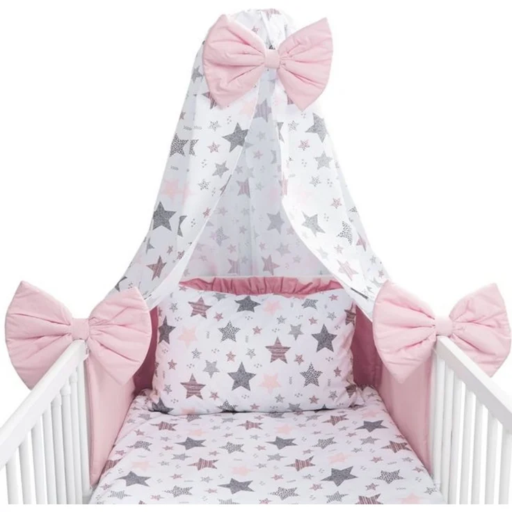 Amilian Babybettwäsche Set 7-teilig - Bettwäsche 100x135 - Kissenbezug 40x60 - mit Himmel, Vollstoffhimmel, 7 teilig, Komplett-Set für Babybett, Gitterbett - Kinderbettwäsche – Bild 4