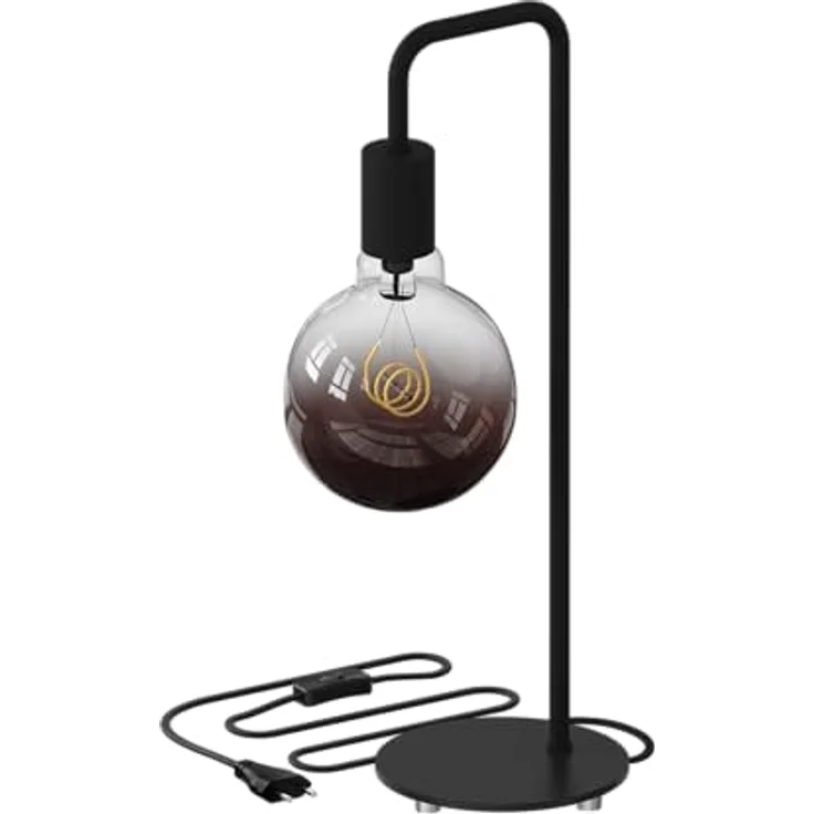 Calex U-Line Tischlampe, 53 cm Höhe, schwarze Tischleuchte im Industrie-Look mit E27-Fassung, ohne Leuchtmittel – Bild 2
