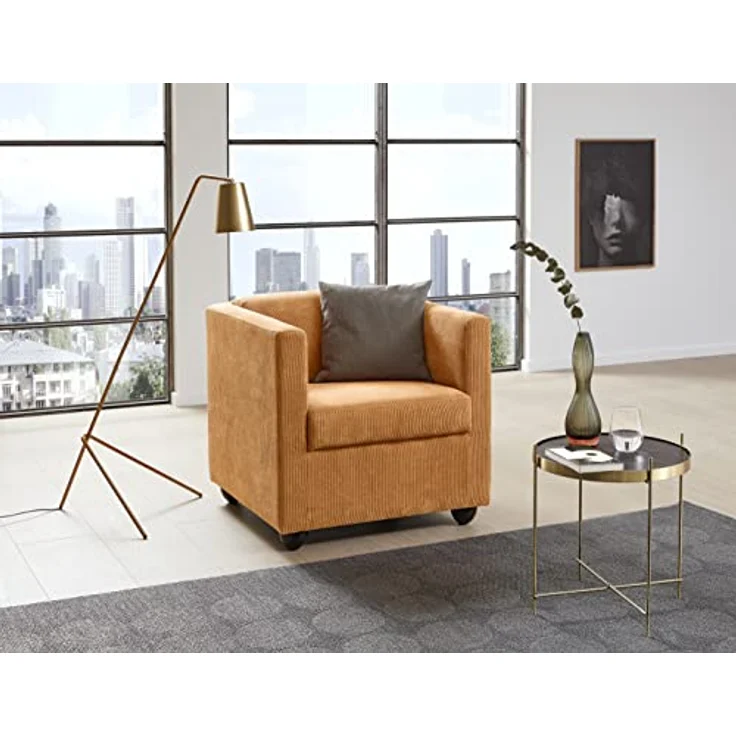 LOOKS by Wolfgang Joop Looks I Designer Sessel mit Federkern, Holzwerkstoff, pfirsich orange, 72 x 71 x 75 cm – Bild 3