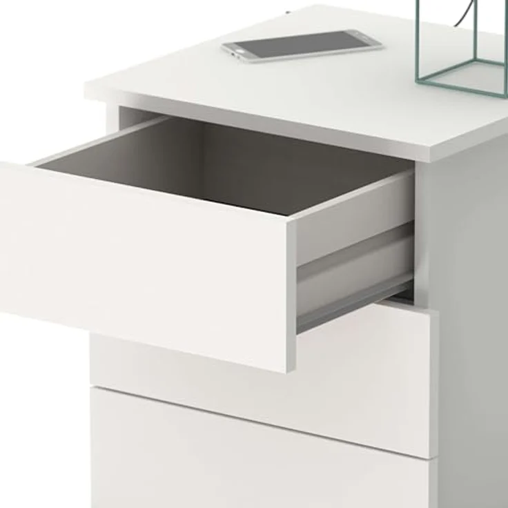 Muebles Pitarch | Nachttisch 3 Schubladen mit Metallführungen, Weiß, 48,5 x 41 x 40 cm (Höhe x Breite x Tiefe), Kleine Kommode, Modern, Modell Dana – Bild 7