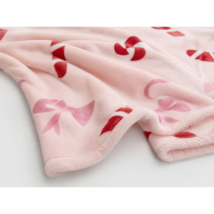 Flanelldecke mit Weihnachtsmotiv Rosa-Rot, 75x100 cm – Bild 3